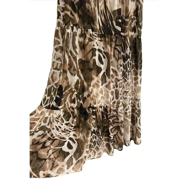 Boston Proper Animal Print Maxi Skirt Size 6 Flowy Breezy Tiered Boho Casual - Picture 4 of 10